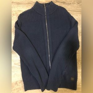 Full zip Calvin Klein blue knit sweater. Size medium
